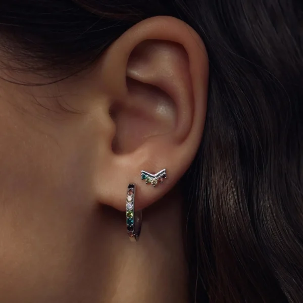 Sorprendimi 925 Sterling Silber Ohrringe mit farbigen Zirkonia Steinen besetzt
