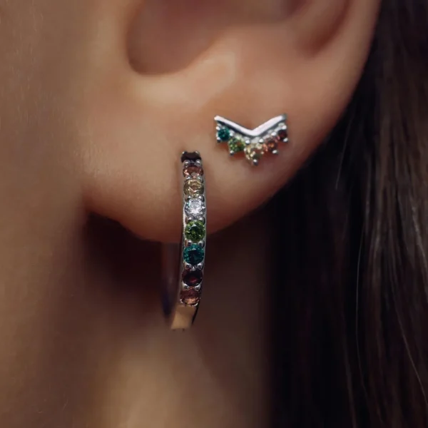 Sorprendimi 925 Sterling Silber Ohrringe mit farbigen Zirkonia Steinen besetzt