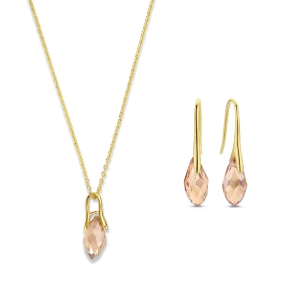 Sorprendimi 925er Sterling Silber vergoldet Halskette und Ohrringe Geschenk-Set mit 14 Karat Goldplattierung